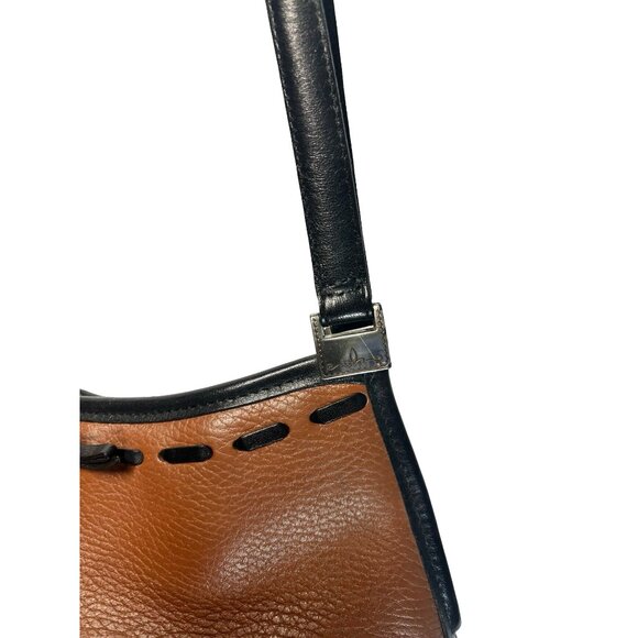 Vintage Brighton Pebble Leather Bucket Shoulder Bag Tan Black - Picture 4 of 15